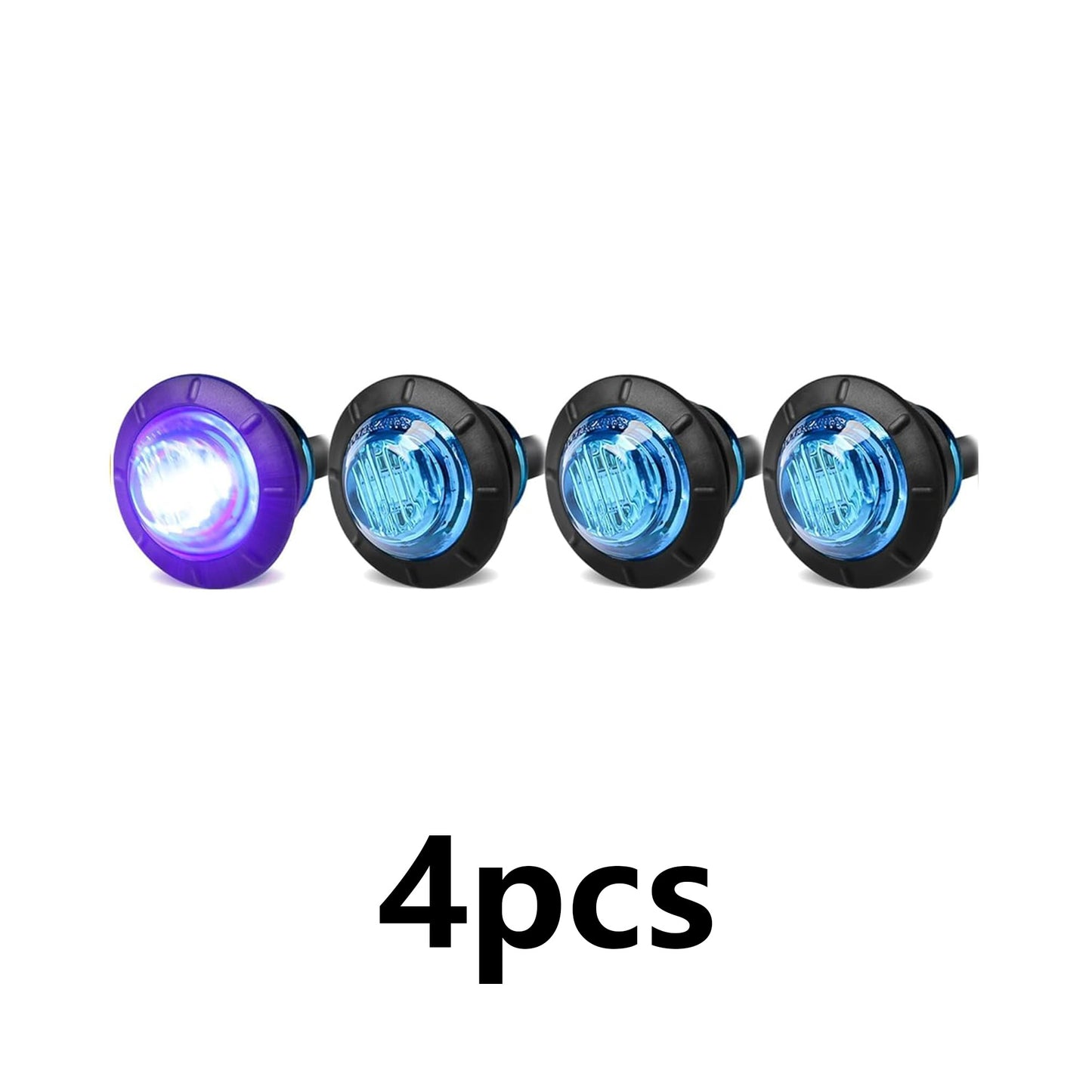 4pcs 3/4" Round LED Trailer Side Marker Clearance Lights