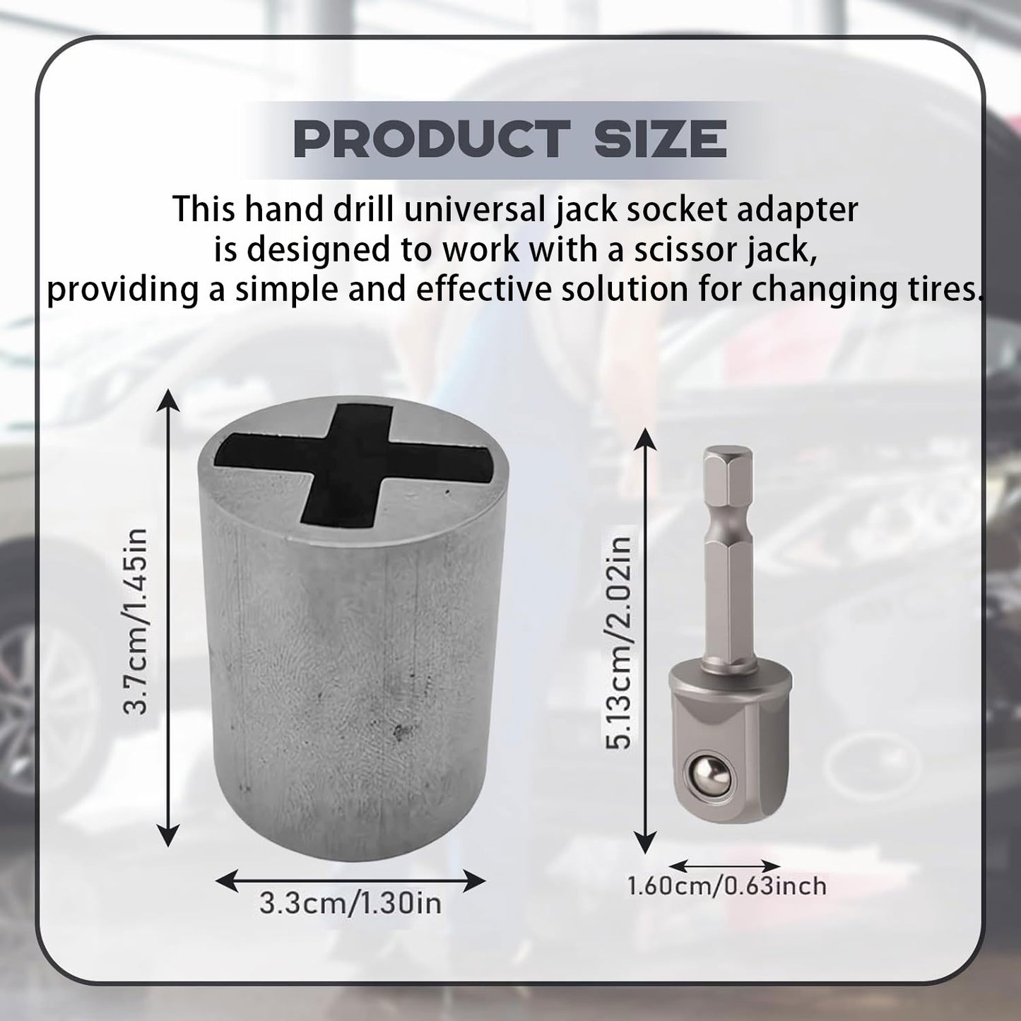 Universal Jack Socket Adapter with a 1/2 in Socket Adapter Bit for Hand Drill, Scissor Jack Drill Adapter