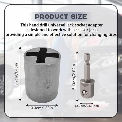 Universal Jack Socket Adapter with a 1/2 in Socket Adapter Bit for Hand Drill, Scissor Jack Drill Adapter