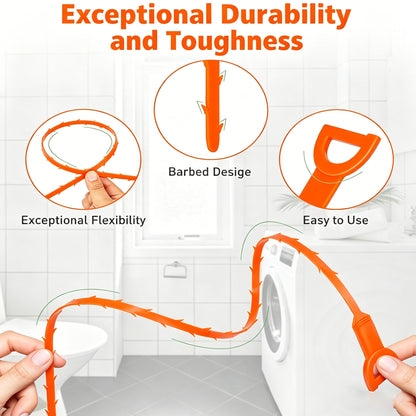 5pcs 19.88in Flexible Handheld Drain Augers for Hair Clog Remover