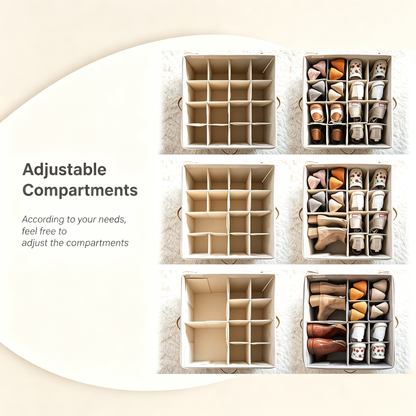 16-Pair Closet Shoe Organizer with Adjustable Dividers