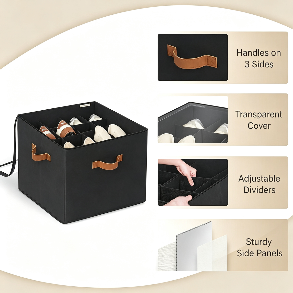 16-Pair Closet Shoe Organizer with Adjustable Dividers