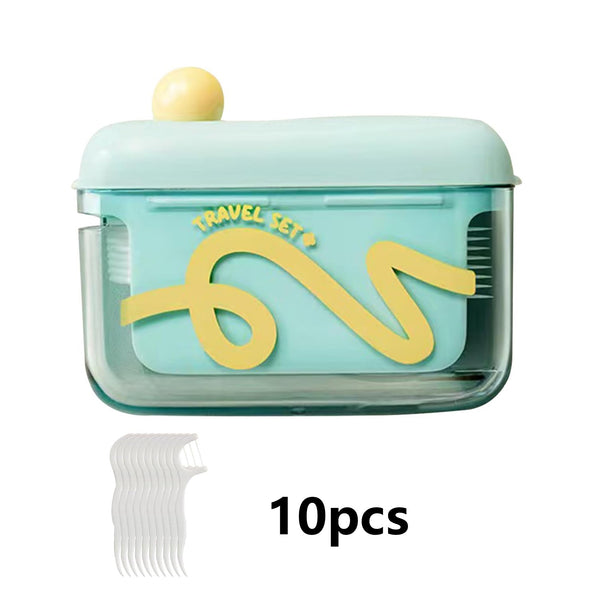 Travel Floss Picks Case - Automatic Pop-Up Dispenser, 10 Count Dental Flosser