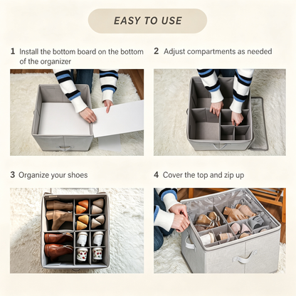 16-Pair Closet Shoe Organizer with Adjustable Dividers