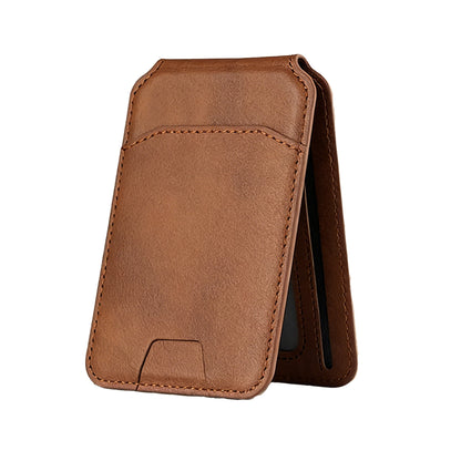 Leather Magnetic Credit Card Wallet for MagSafe RFID Blocking