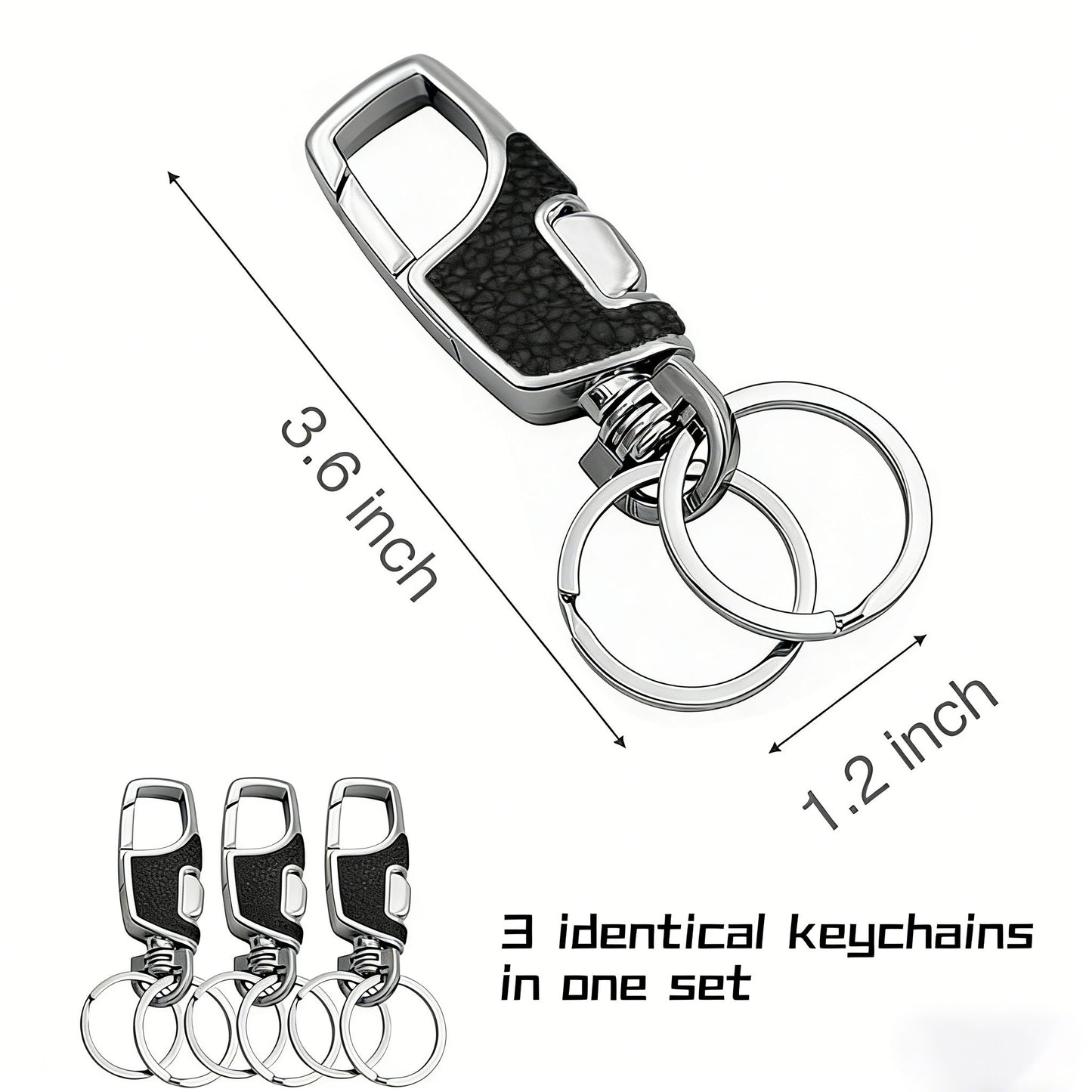3PCS Heavy Duty Keychain with 2 Metal Key Rings
