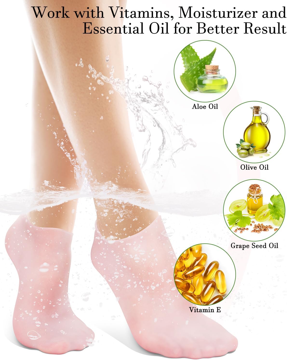 Silicone Moisturizing Socks for Women Dry Cracked Feet