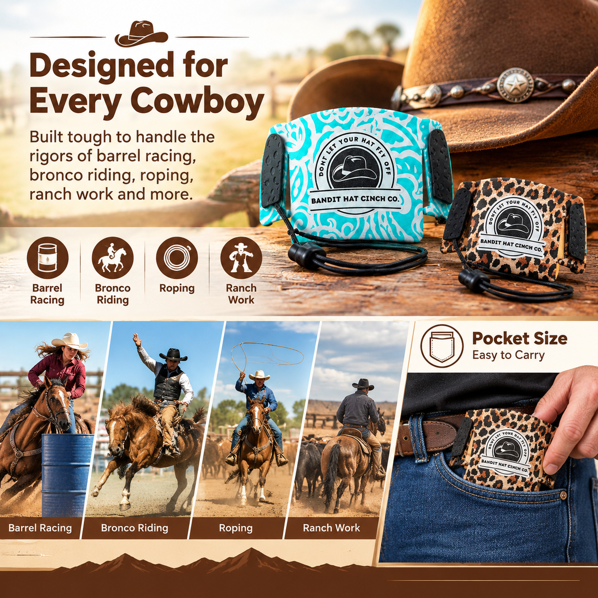 Windproof and anti-loss securing clip for cowboy hats