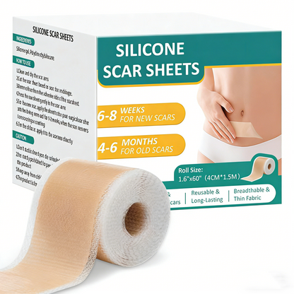 1 Roll Silicone Scar Sheets for Scar Removal - 1.6” x 60” Reusable Medical Grade Strips