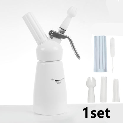 Cream Dispenser For All Cold Applications With 3 Decorating Nozzles & 1 Cleaning Brush