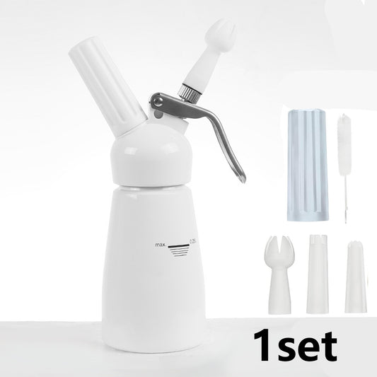 Cream Dispenser For All Cold Applications With 3 Decorating Nozzles & 1 Cleaning Brush