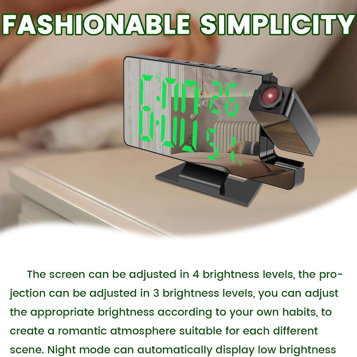 Digital Alarm Clocks,Projection on Ceiling Wall Digital Clock with 180° Rotatable Projector RGB Night Light