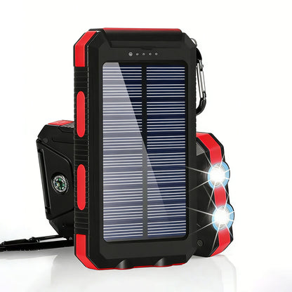 20000mAh Portable Type-C Solar Power Bank for All Cell Phones - Waterproof Battery Pack,  Three Outputs/LED Flashlights