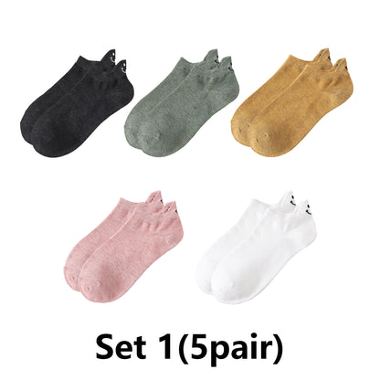 5 Pairs/set Cute Socks Cotton Kawaii Low Cut Ankle Socks