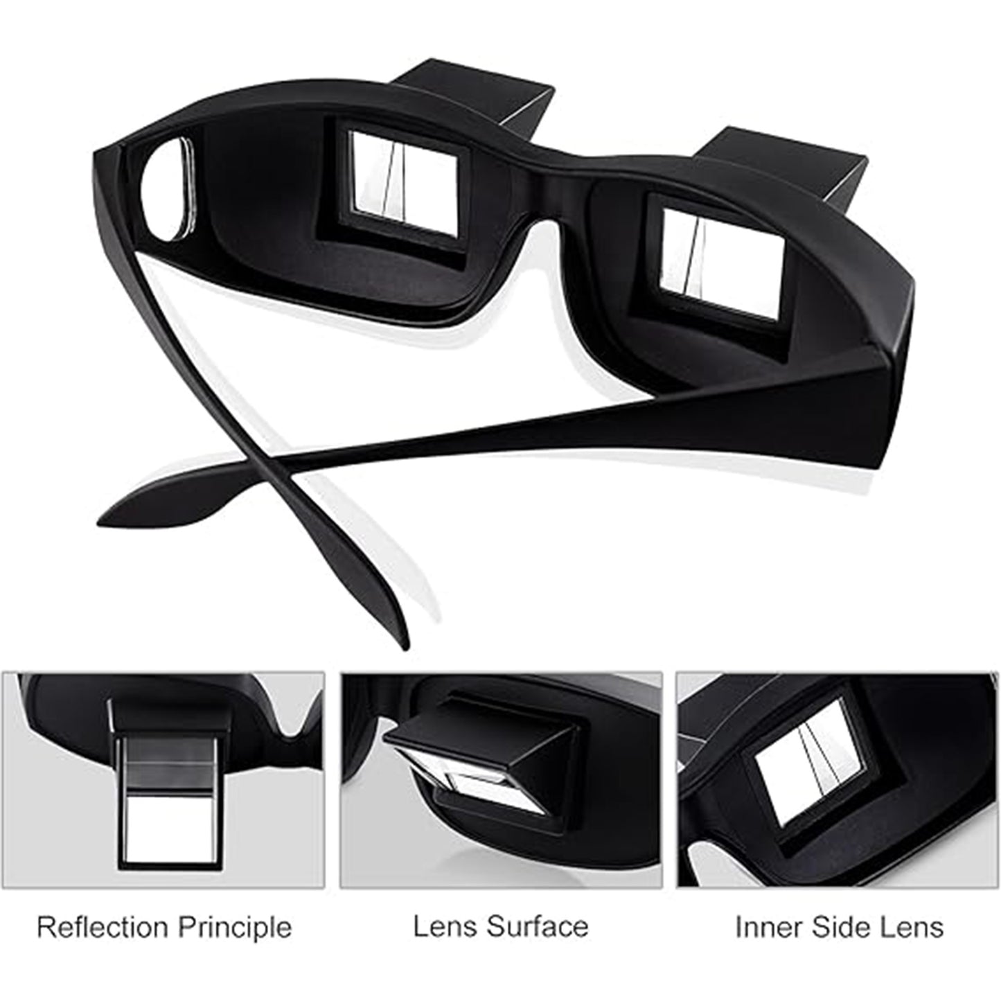 Horizontal Lazy Glasses for Lying Down – HD Prism Bed Reading & TV Watching Glasses
