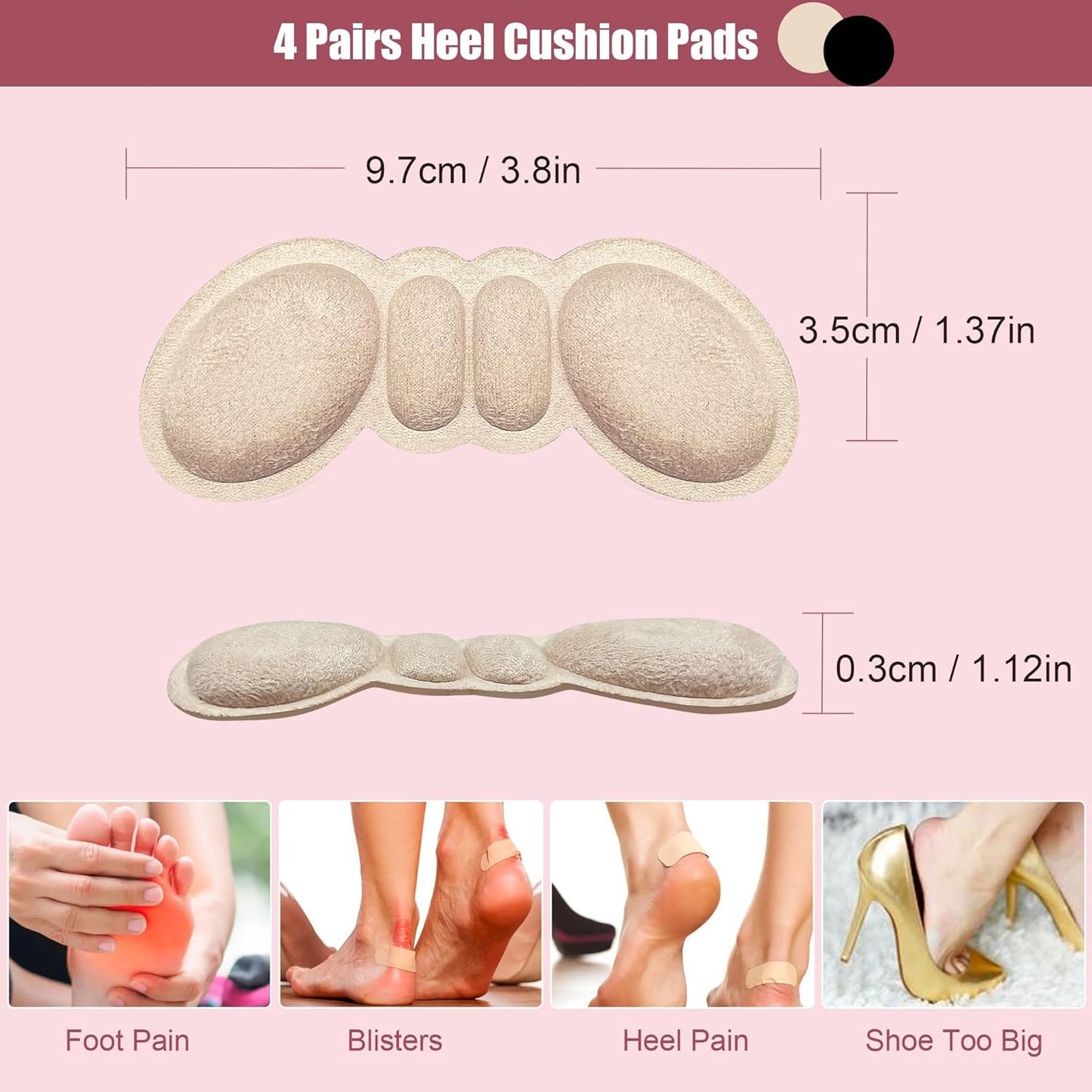 10 PCS Non-Slip Heel Pads - Heel Inserts Shoe Heel Blister Prevention Pads