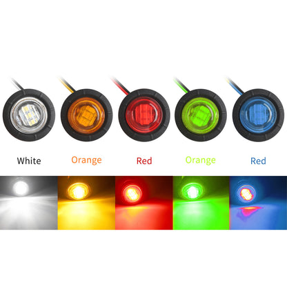 4pcs 3/4" Round LED Trailer Side Marker Clearance Lights