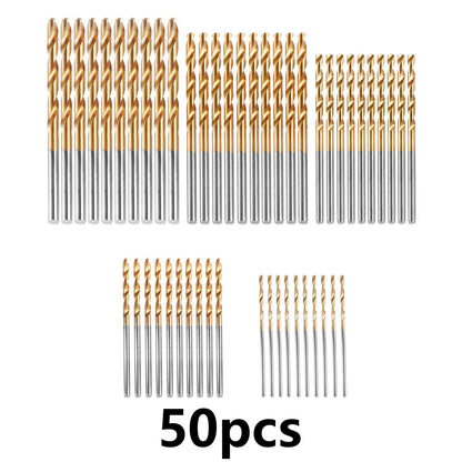 50Pcs/Set High Speed Steel HSS Titanium Coated Twist Bits 1mm 1.5mm 2mm 2.5mm 3mm
