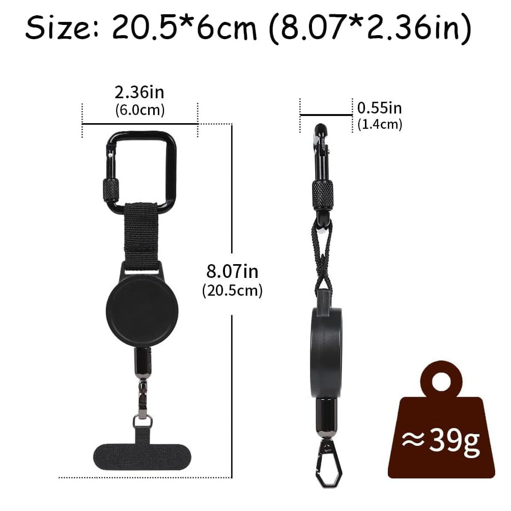 Outdoor Anti-Theft Retractable Phone Lanyard With Secure Clip Metal 360° Tether Tab, Lightweight Lanyard Holder