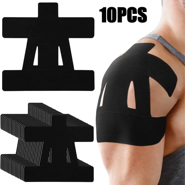 10PCS Precut Cotton Elastic Kinesiology Strapping Tape for Adults