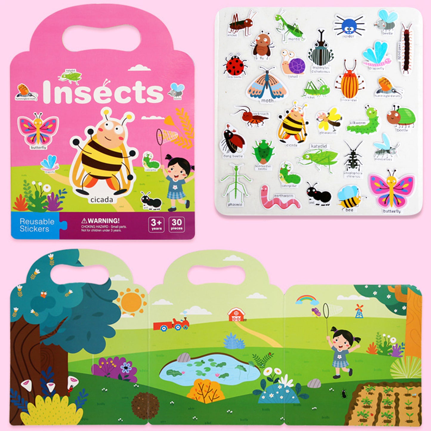 3 Book/set Reusable Sticker Books for Toddlers 3D Stickers