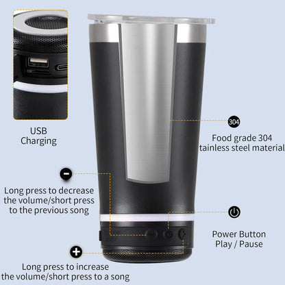 Wireless Music Speaker Tumbler Beer Cup for Outside Playing Songs with Phone