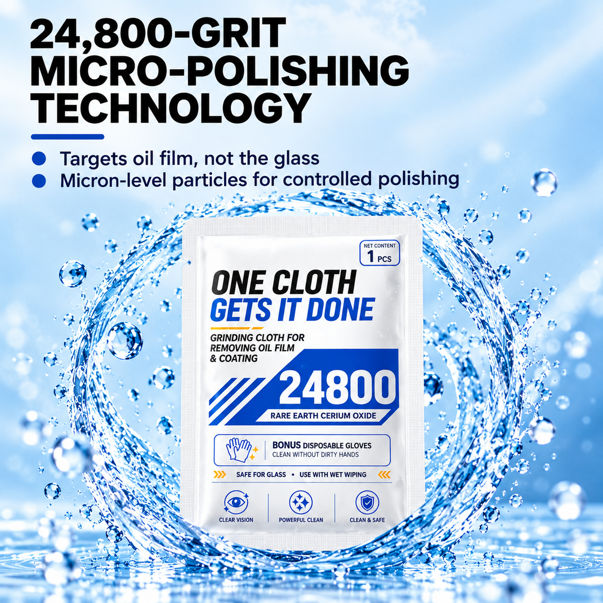 3PCS 24800 Grit Cerium Oxide Car Glass Polishing Cloths