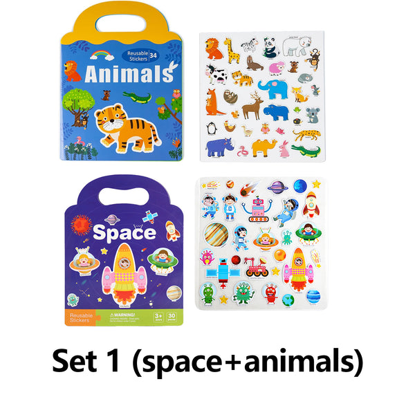 3 Book/set Reusable Sticker Books for Toddlers 3D Stickers