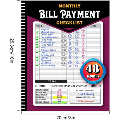 Monthly Bill Payment Checklist: Bill Tracker Notebook
