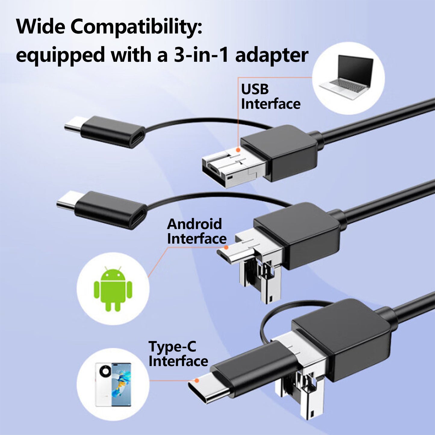 5.5mm Super Thin Endoscope Camera with 5M Flexible Cable & 6 Adjustable LED Lights