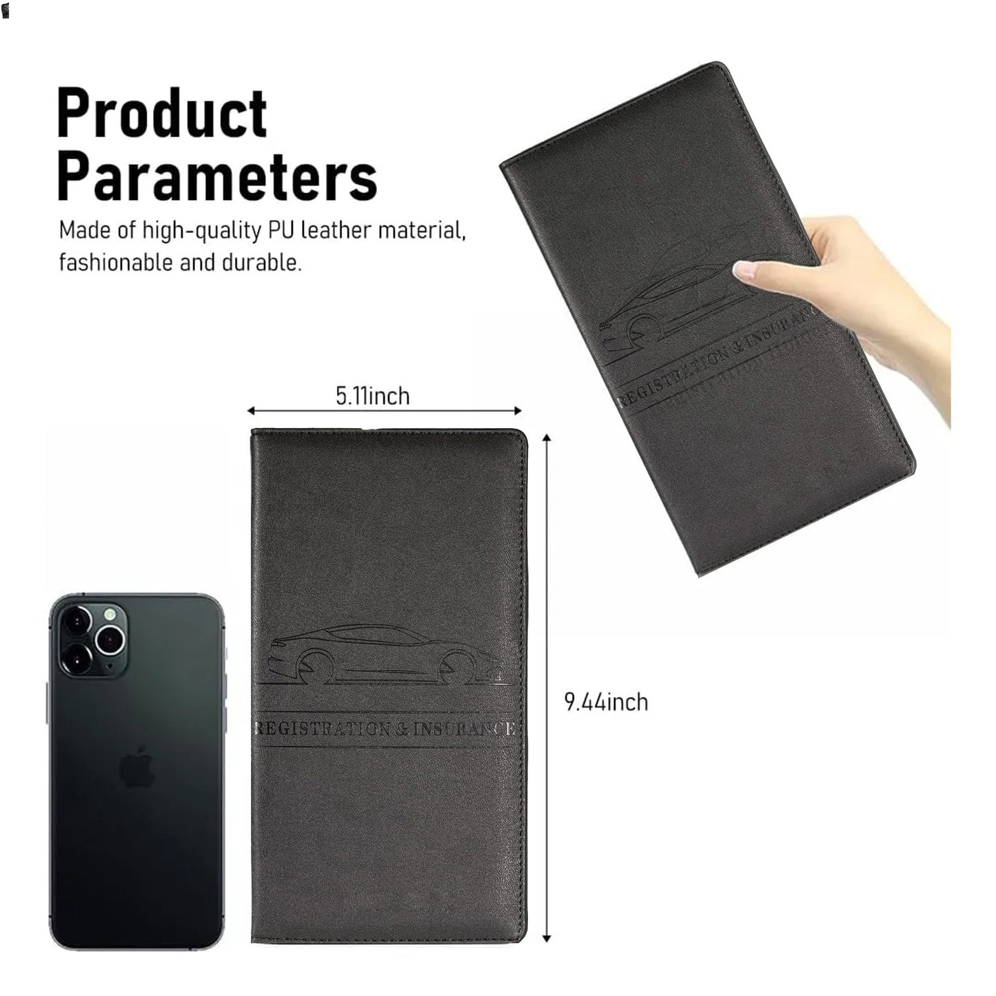 Car Registration & Insurance Holder – Vehicle Document Organizer for Interior Car Accessory