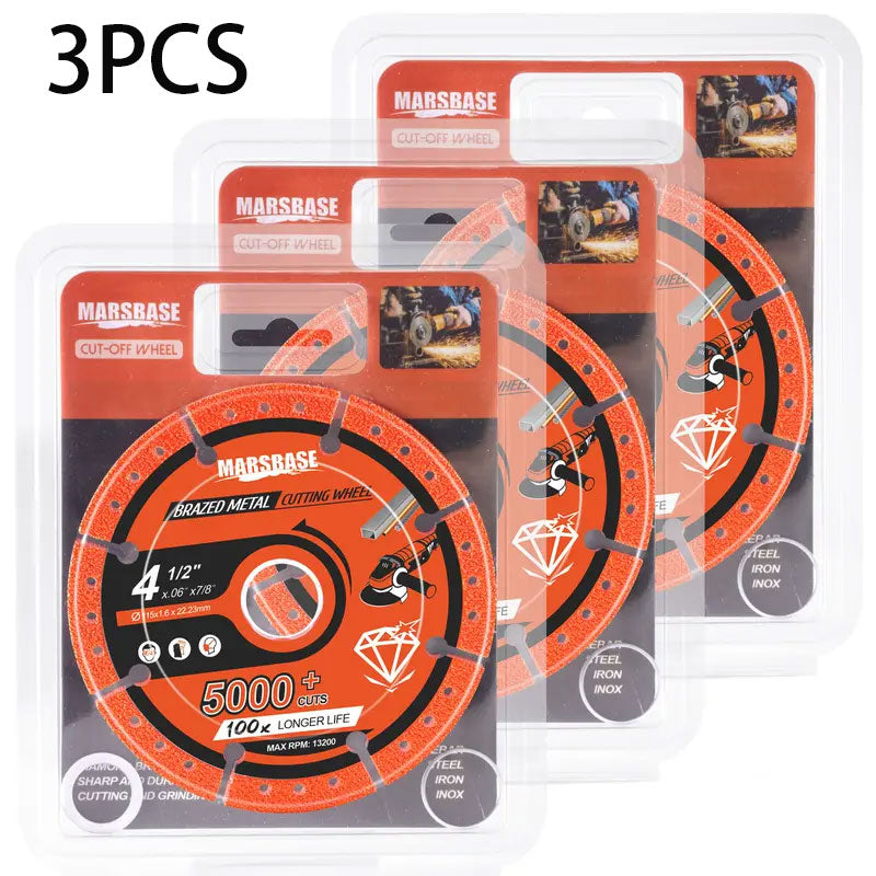 3PCS Cut Off Wheels 4 1/2 Inch Diamond Brazed Metal Cutting Wheels