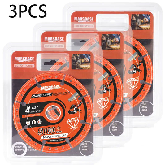 3PCS Cut Off Wheels 4 1/2 Inch Diamond Brazed Metal Cutting Wheels