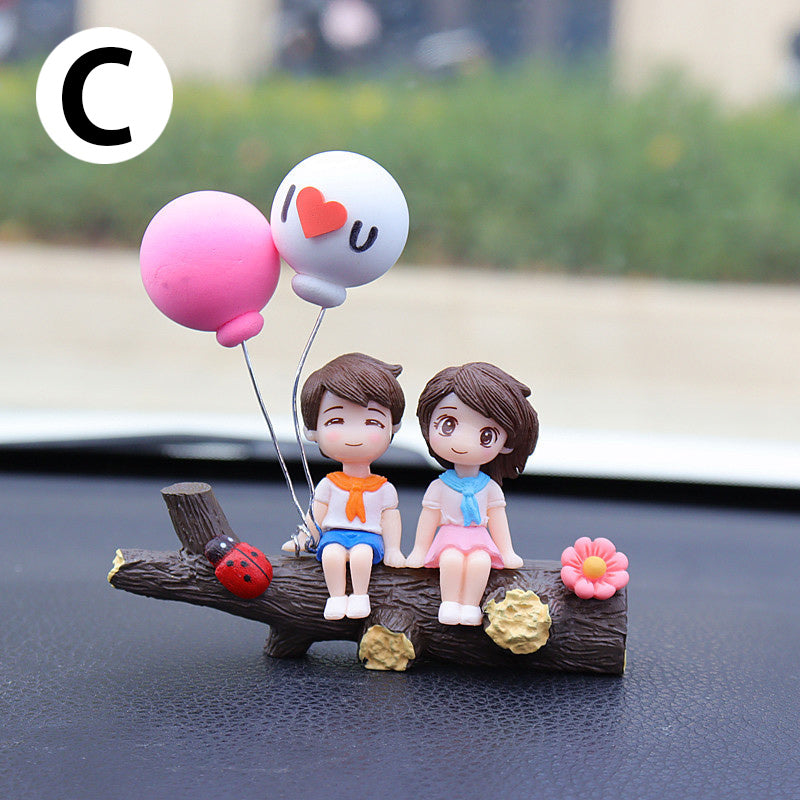 Couple Cute Ornament for Car, Cartoon Car Dashboard Decoration