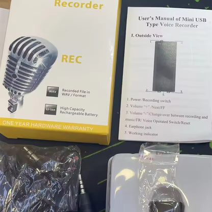 8GB Mini Voice Recorder: One-Button Recording, HD Audio & MP3 Player