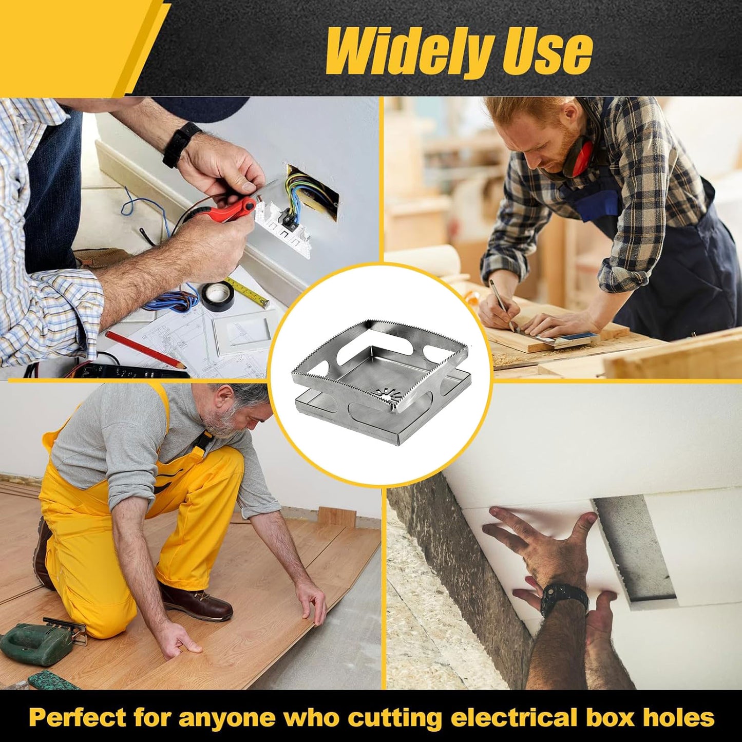 Multi-Function Square Hole Punching - Stainless Steel Cutting Hole Punching Cutter for Hole Cutting, Woodworking