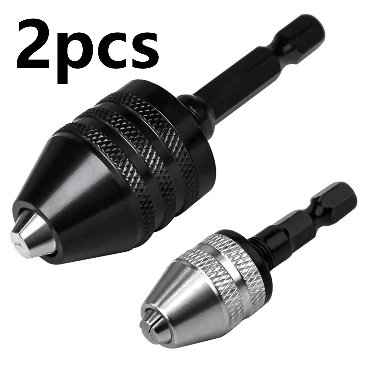 2Pcs Keyless Drill Chuck Adapter Set