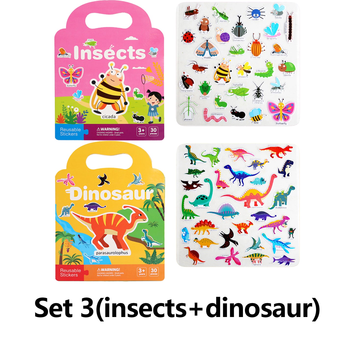 3 Book/set Reusable Sticker Books for Toddlers 3D Stickers