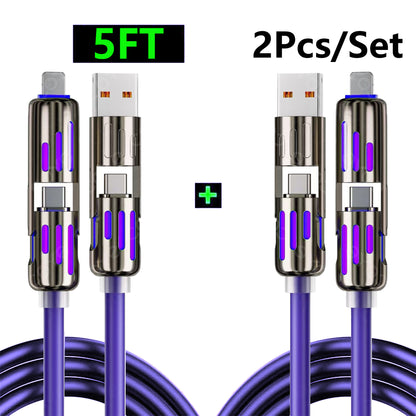 2pcs/set 4-in-1 USB Charging Cable Fast Charging MAX 240W
