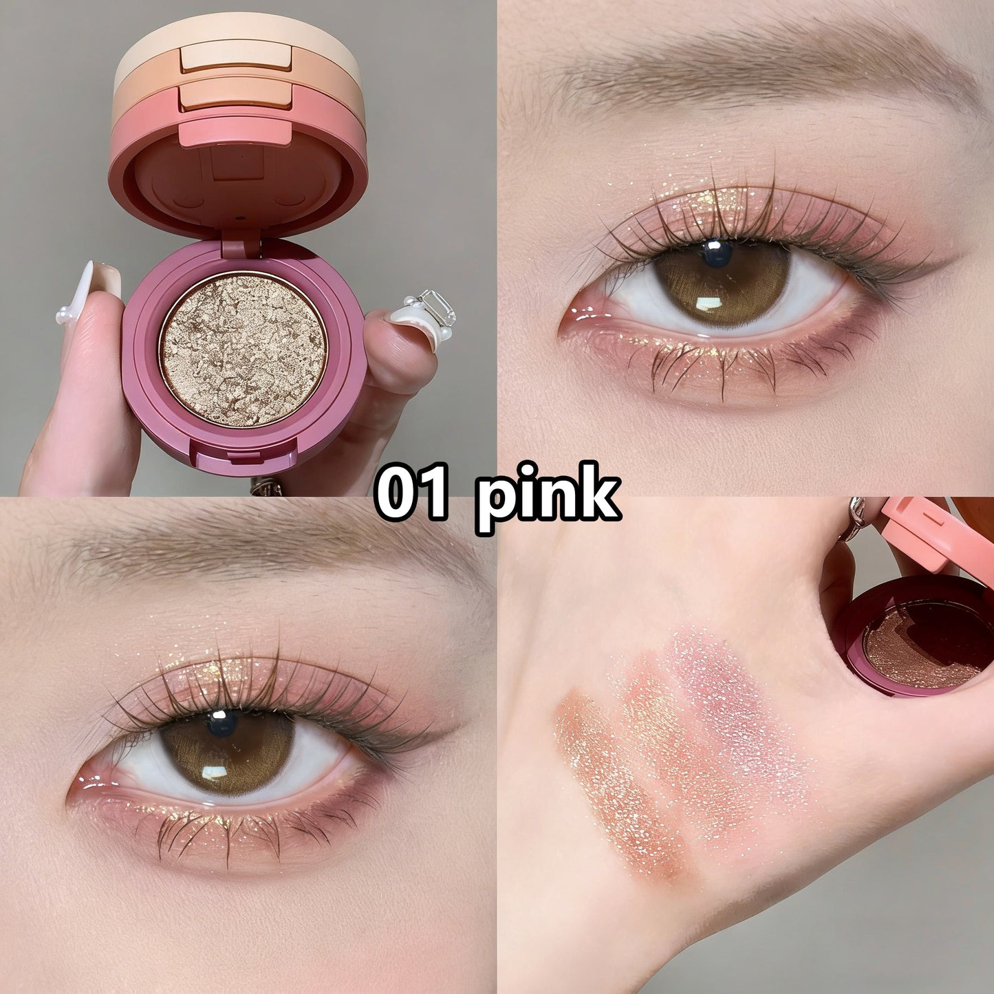 3 Colors Eyeshadow Easy Finger Blendable, Glitter, High Pigmentation