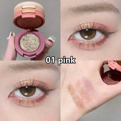 3 Colors Eyeshadow Easy Finger Blendable, Glitter, High Pigmentation