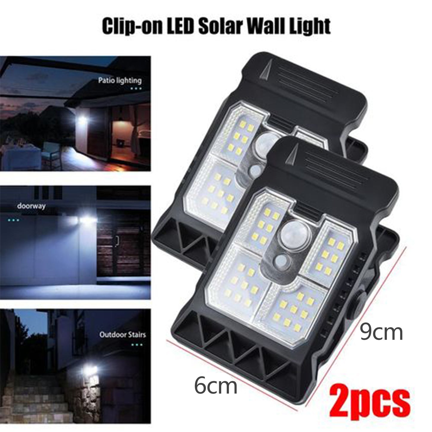 Motion Sensor Solar Lights 2-Pack, Waterproof Outdoor Wall Lamps with Human Body
