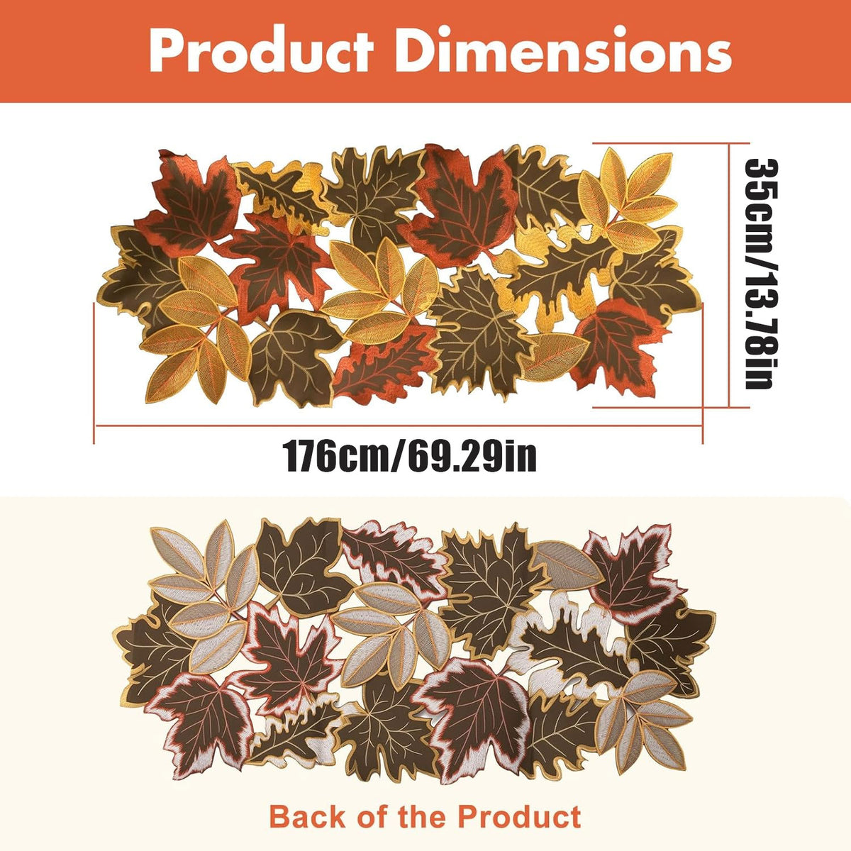 Fall Leaf Embroidered Table Runner