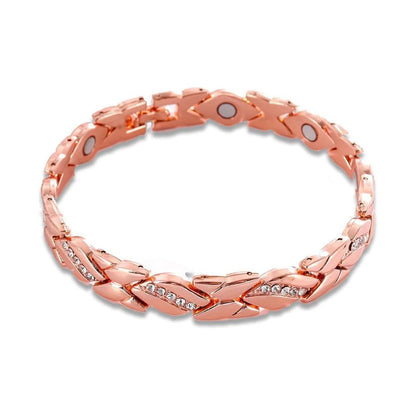 Cubic Zirconia Link Magnetic CZ Electroplated Copper Alloy Bracelet for Women