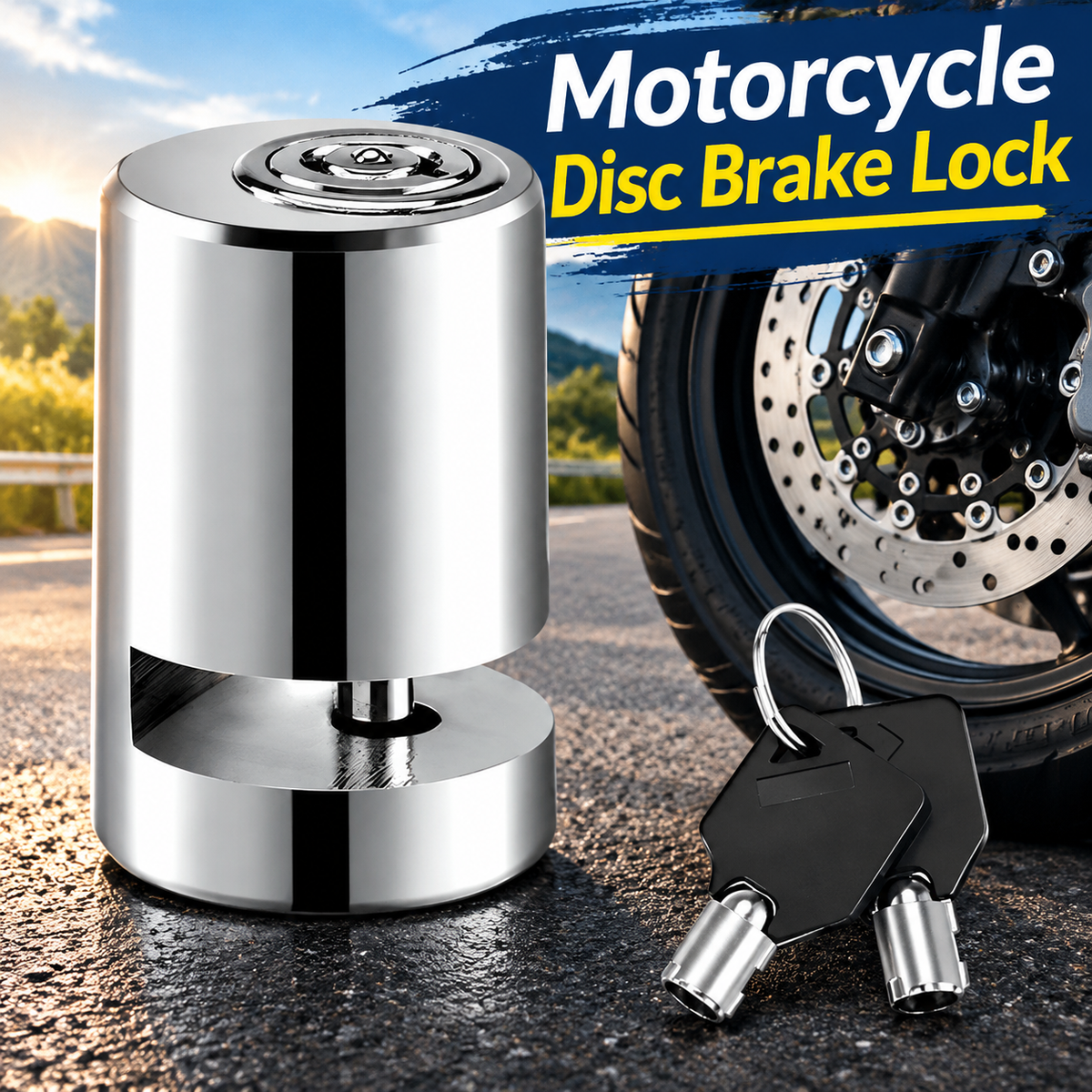 Motorcycle disc brake lock, anti-theft motorcycle safety brake disc lock