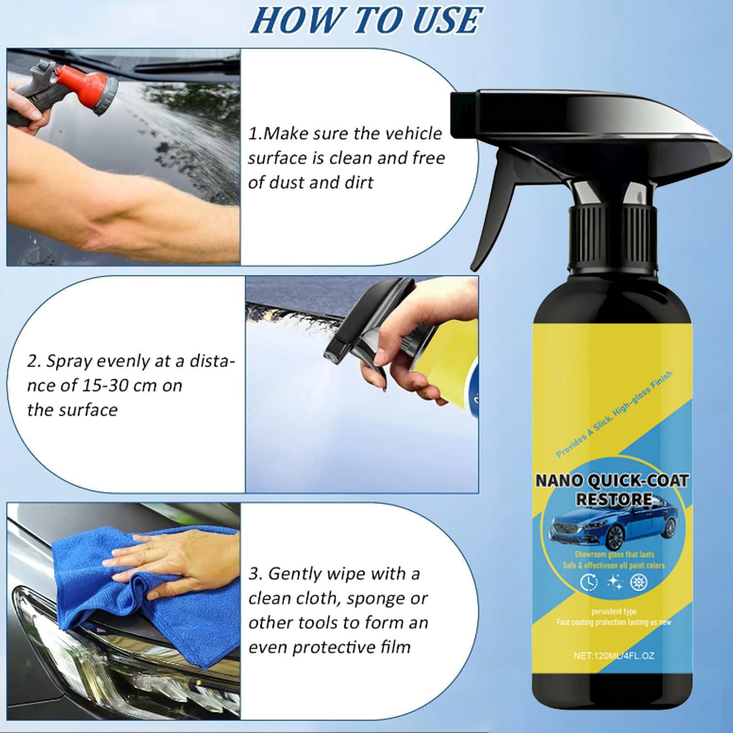 Automotive Paint Coating Care, Car Interior Maintenance Liquid, Polishing and Stain Removal, Nano-coating Spray
