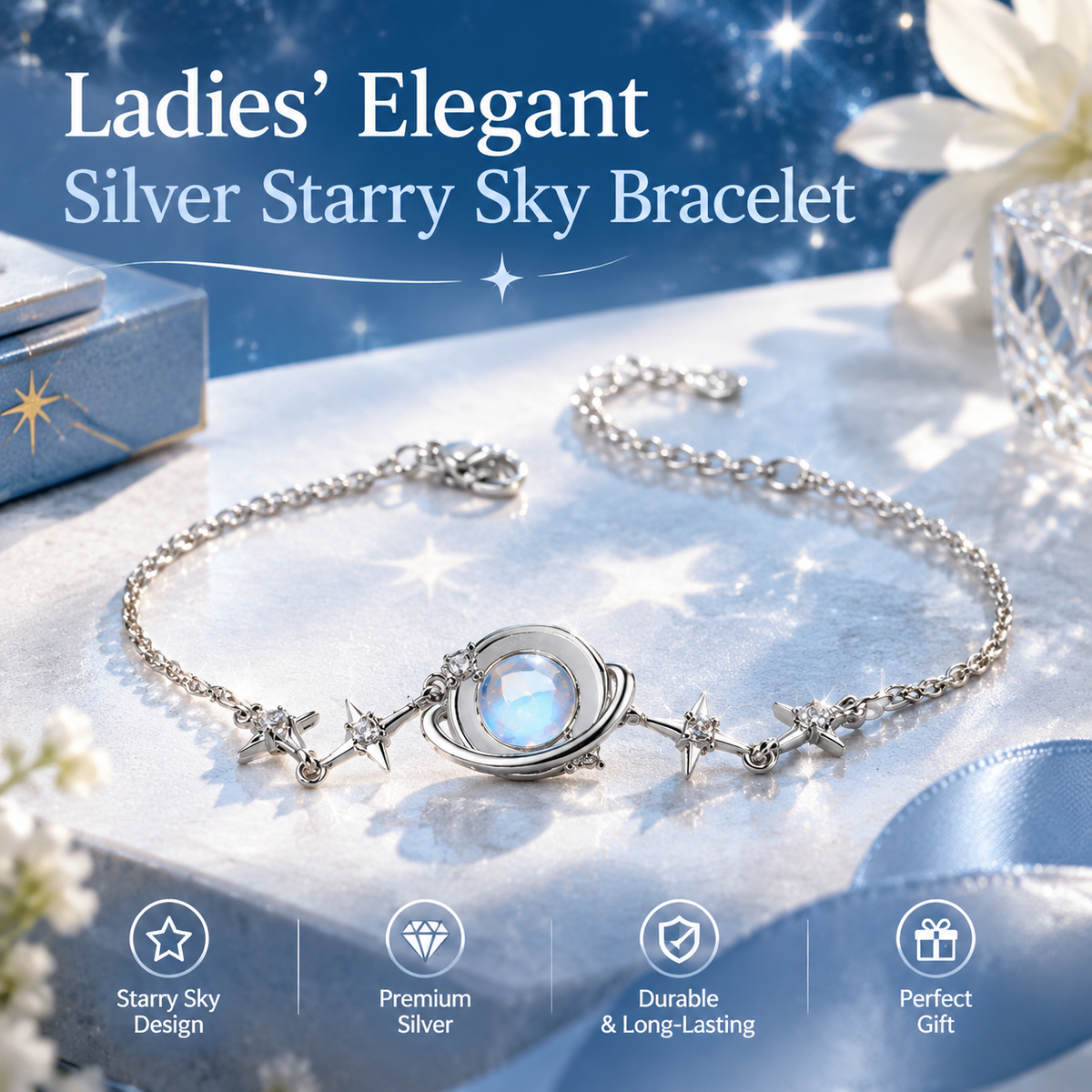 Women's Elegant Silver Celestial Bracelet