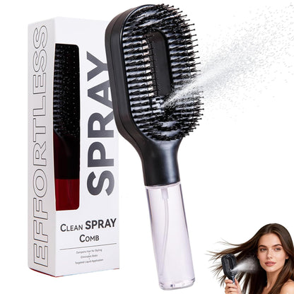 2-in-1 Hair Brush with Water Spray Mister For Smooth
