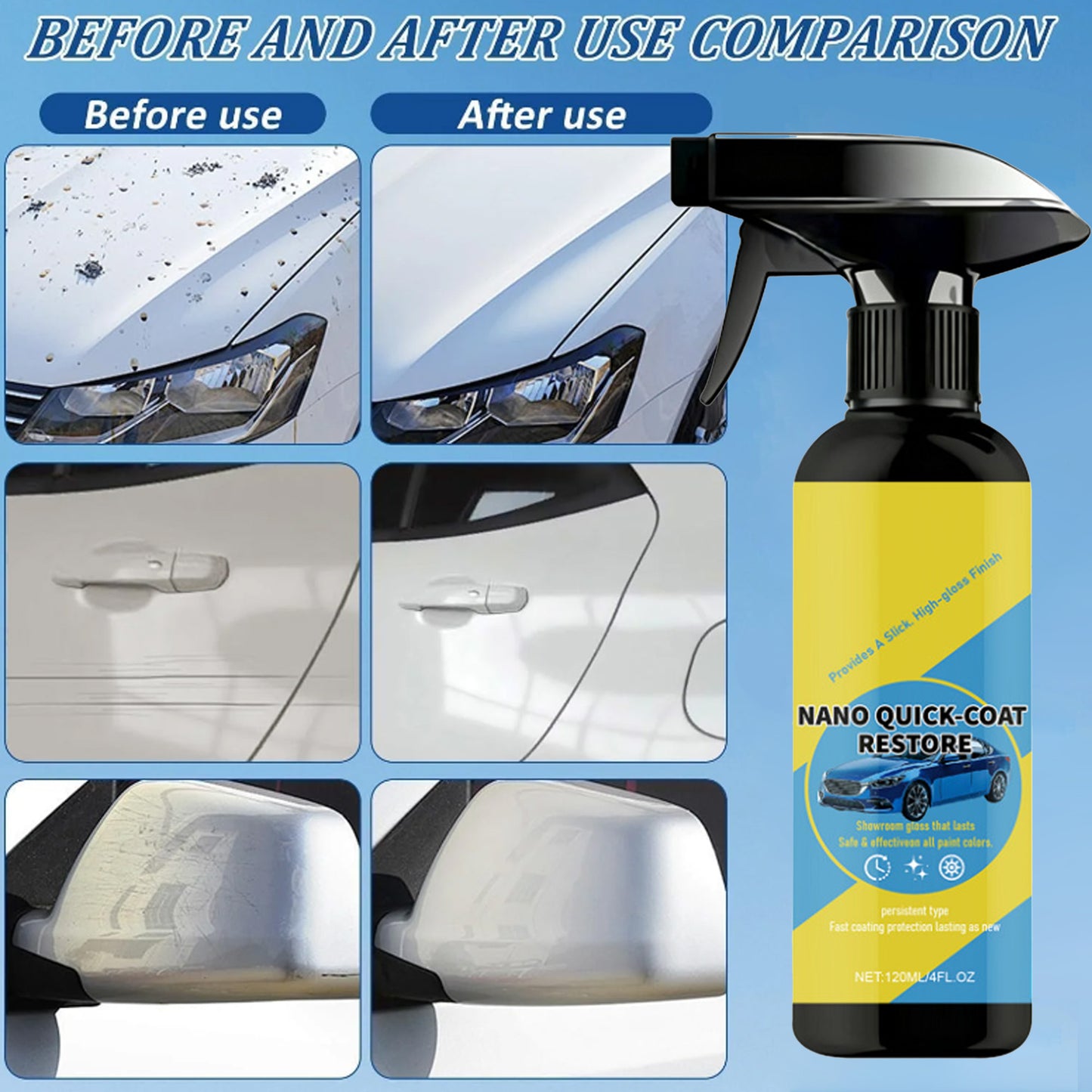 Automotive Paint Coating Care, Car Interior Maintenance Liquid, Polishing and Stain Removal, Nano-coating Spray