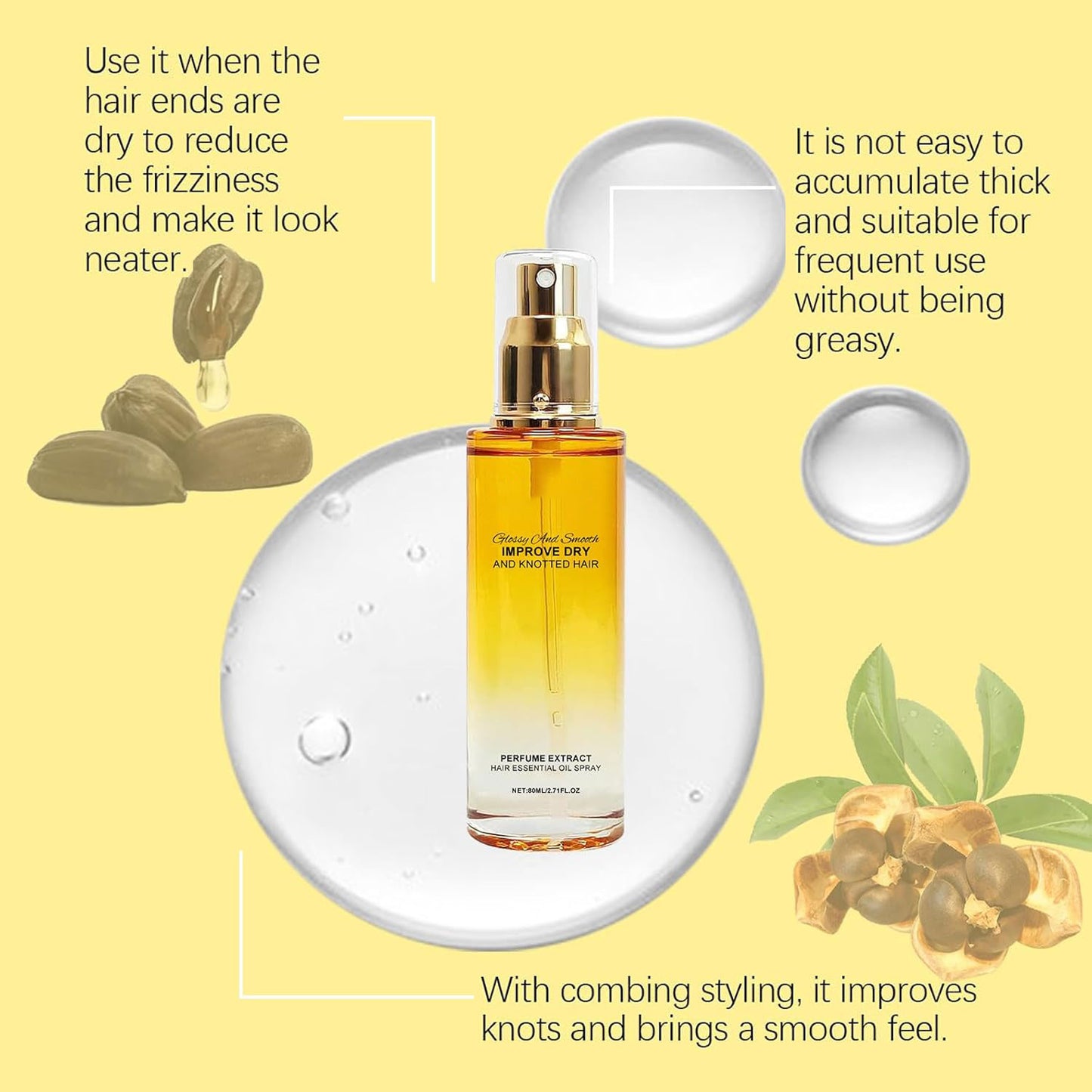 80ml Conditioning Oil Spray - Anti Frizz Nourishing & Smoothing Hair